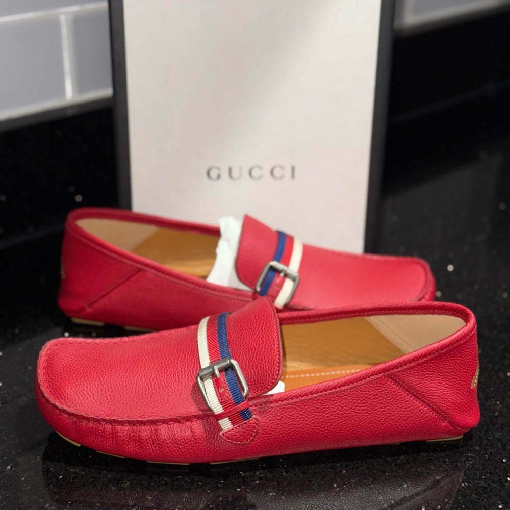 Authentic gucci loafers red